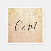 モノグラエレガントム金ゴールドグリッター結婚ズ スタンダードカクテルナプキン (正面)