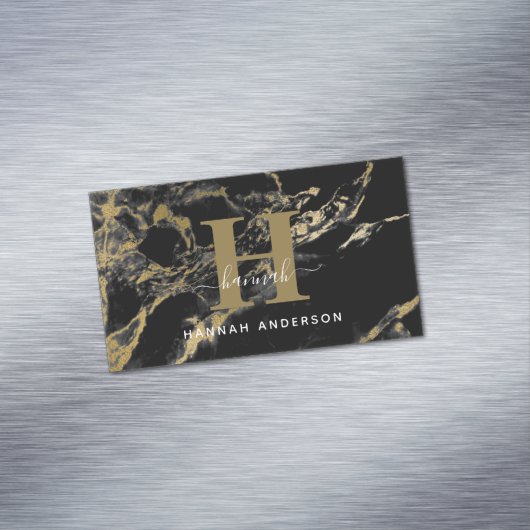 モノグラエレガントム黒と金ゴールド マグネット名刺 (インサイチュ)