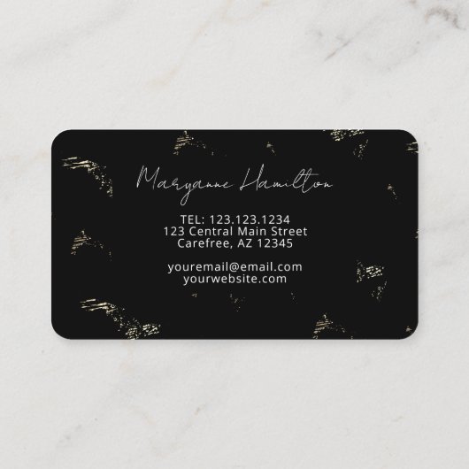 モノグラエレガントム黒モダン金ゴールド 名刺 (裏面)