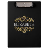 モノグラエレガントム黒金ゴールド学校 クリップボード (正面)