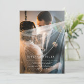 モノグラエレガントム2フォトミニマル結婚リスト 招待状 (スタンド正面)