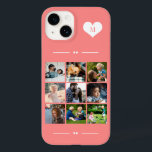 モノグラエレガントム9枚の写真コラージュ Case-Mate iPhone 14ケース<br><div class="desc">9つの家族、子供、ペットや友達の画像を追加して最高の、コーラルピンクの背景の上に白いハートの中にあなたのモノグラム名のイニシャルと独自の美しいフォトコラージュの電話ケースフェミニンを作成する。           簡単の正方形の画像と文字カスタムでパーソナライズする</div>