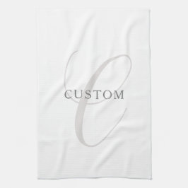 モノグラエレガントム | グレーと白（編集可能） キッチンタオル