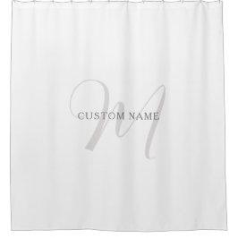 モノグラエレガントム | グレーと白（編集可能） シャワーカーテン