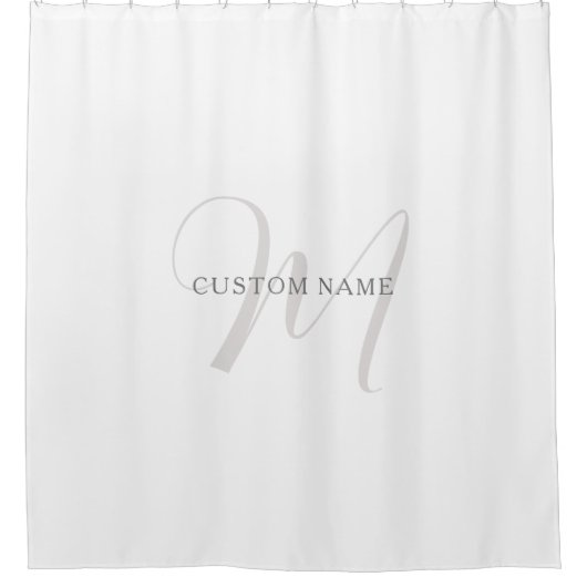 モノグラエレガントム | グレーと白（編集可能） シャワーカーテン (正面)