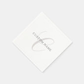 モノグラエレガントム | グレーと白（編集可能） スタンダードカクテルナプキン (角)