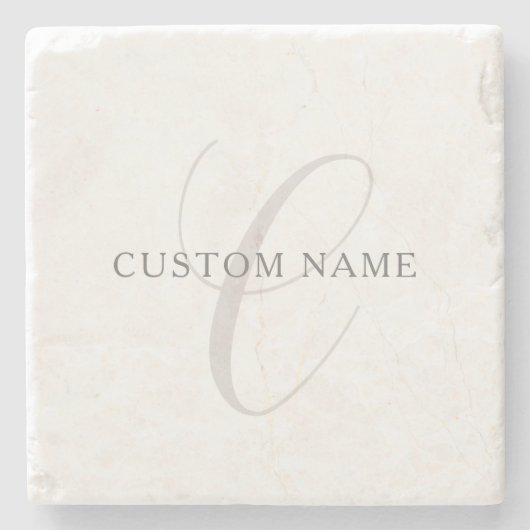 モノグラエレガントム | グレーと白（編集可能） ストーンコースター (正面)
