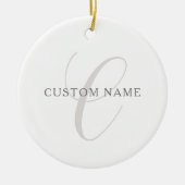 モノグラエレガントム | グレーと白（編集可能） セラミックオーナメント (正面)