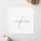 モノグラエレガントム | グレーと白(編集可能) ノートカード (正面/裏面インサイチュ)