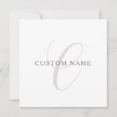 モノグラエレガントム | グレーと白(編集可能) ノートカード (正面)