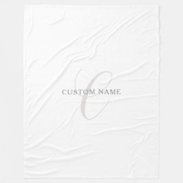 モノグラエレガントム | グレーと白（編集可能） フリースブランケット