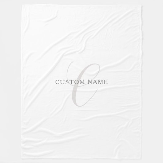 モノグラエレガントム | グレーと白(編集可能) フリースブランケット (正面)