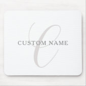 モノグラエレガントム | グレーと白(編集可能) マウスパッド (正面)