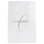 モノグラエレガントム | グレーと白（編集可能） ミディアムペーパーバッグ (裏面)