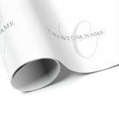 モノグラエレガントム | グレーと白（編集可能） ラッピングペーパー (ロールコーナー)