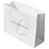 モノグラエレガントム | グレーと白（編集可能） ラージペーパーバッグ (裏面アングル)