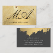 モノグラエレガントム | 金ゴールドブラシ | 木目 名刺 (正面/裏面)