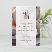 モノグラエレガントムQRコード抽象芸術結婚フローラのI 招待状 (スタンド正面)