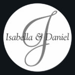 モノグラカスタマイズムの結婚ブライダルカップル名 ラウンドシール<br><div class="desc">モノグラカスタマイズムの結婚ブライダルカップル名の封筒用シールシール</div>