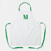 モノグラカスタマイズムイニシャルグリーンホワイト エプロン (正面)