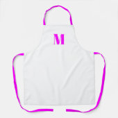 モノグラカスタマイズムイニシャルマゼンタピンク白色 エプロン (正面)