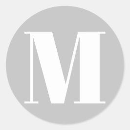 モノグラカスタマイズムイニシャル数淡灰色の白 ラウンドシール