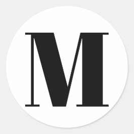 モノグラカスタマイズムイニシャル数白黒 ラウンドシール