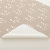 モノグラカスタマイズムイニシャル文字ベージュタン白 シェルパブランケット (3/4)