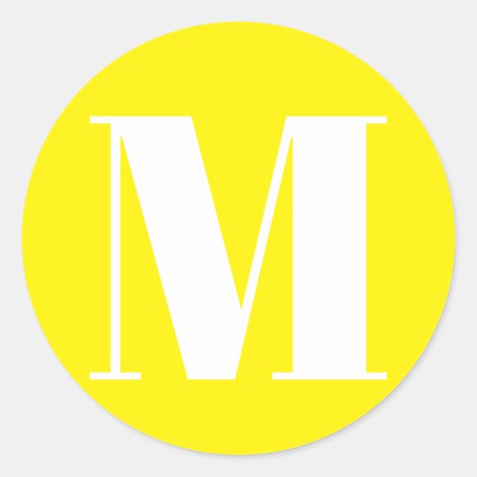 モノグラカスタマイズムイニシャル番号イエローホワイト ラウンドシール (正面)