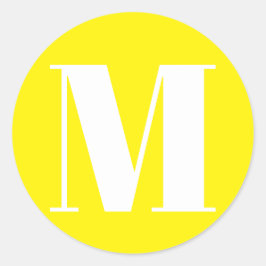 モノグラカスタマイズムイニシャル番号イエローホワイト ラウンドシール