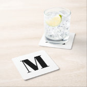 モノグラカスタマイズムイニシャル白黒 スクエアペーパーコースター (インサイチュ)