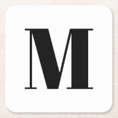 モノグラカスタマイズムイニシャル白黒 スクエアペーパーコースター (正面)