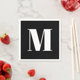モノグラカスタマイズムイニシャル白黒 スタンダードカクテルナプキン