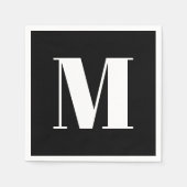 モノグラカスタマイズムイニシャル白黒 スタンダードカクテルナプキン (正面)