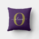 モノグラカスタマイズムスクリプト名パープルホワイト金ゴールド クッション (裏面)