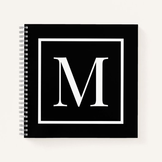 モノグラカスタマイズム白黒 | 任意の背景 ノートブック (正面)