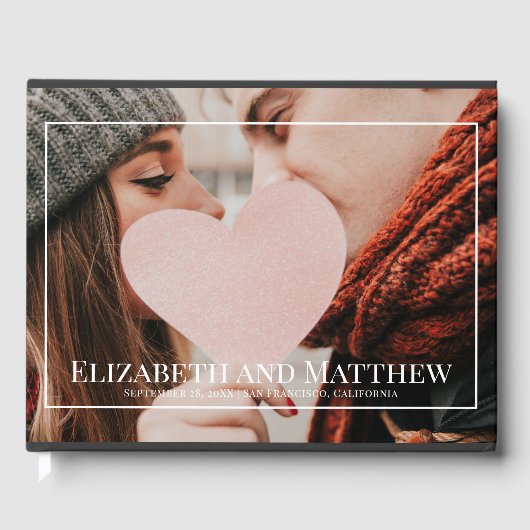 モノグラカスタムムのフォトホワイトフレーム結婚ズ ゲストブック (正面)