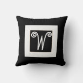 モノグラカスタムムはっきりした枕ブラックとホワイトの装飾 クッション (裏面)