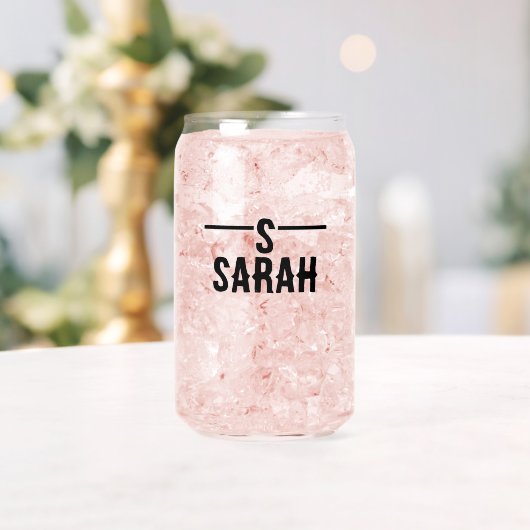 モノグラカスタムムイニシャルと名前の付いたガラス製品セット ガラス缶 (インサイチュ (ウェディング))