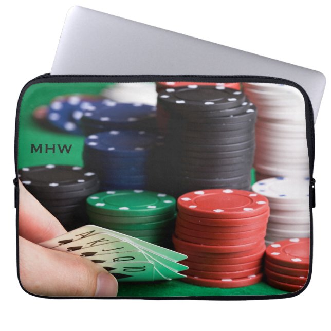 モノグラカスタムムトランプのポーカーラップトップスリーブ ラップトップスリーブ (正面)