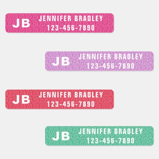 モノグラカスタムムパーソナライズされた名ガーリーグリッター ラベル (グループ)