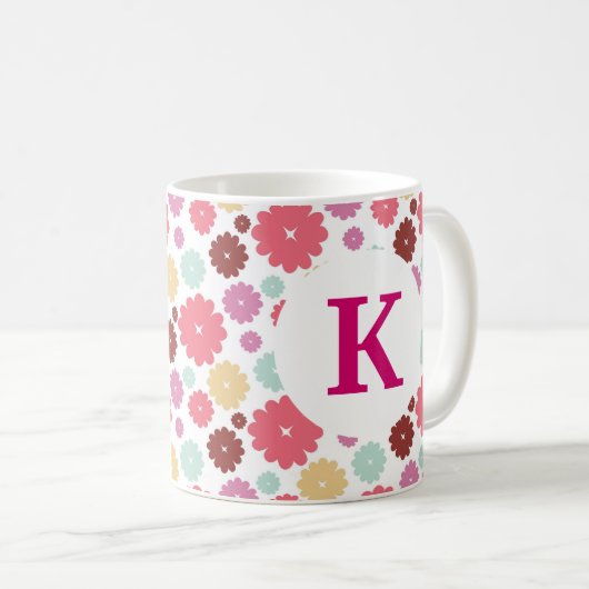 モノグラカスタムム印刷コーヒーマグフラかわいらしワーズ コーヒーマグカップ (正面右)