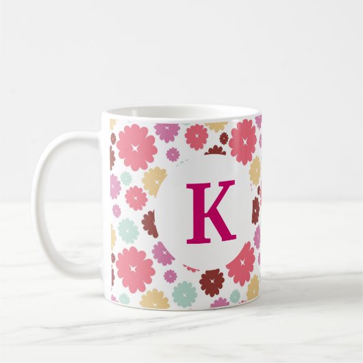 モノグラカスタムム印刷コーヒーマグフラかわいらしワーズ コーヒーマグカップ (左)