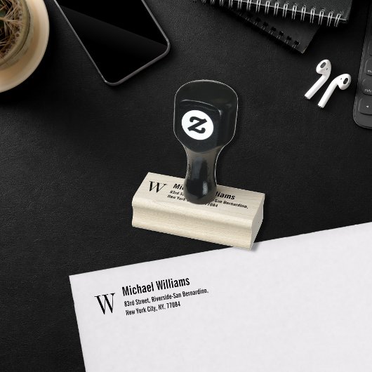 モノグラカスタムム名の作モダン成差出人住所 ラバースタンプ