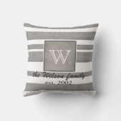 モノグラカスタムム枕グレーと白のストライプ クッション (裏面)