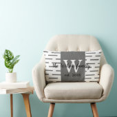 モノグラカスタムム枕グレーと白モダン色 ランバークッション (椅子)