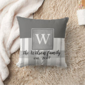 モノグラカスタムム枕セピアと白ストライプ色 クッション (ブランケット)