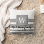 モノグラカスタムム枕セピアと白ストライプ色 クッション (ブランケット)