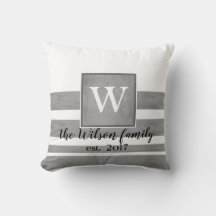 モノグラカスタムム枕セピアと白ストライプ色