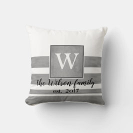 モノグラカスタムム枕セピアと白ストライプ色 クッション